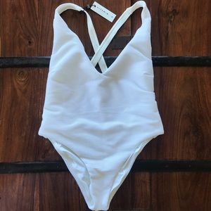 Vitamin A - Alana Bodysuit in White BioRib